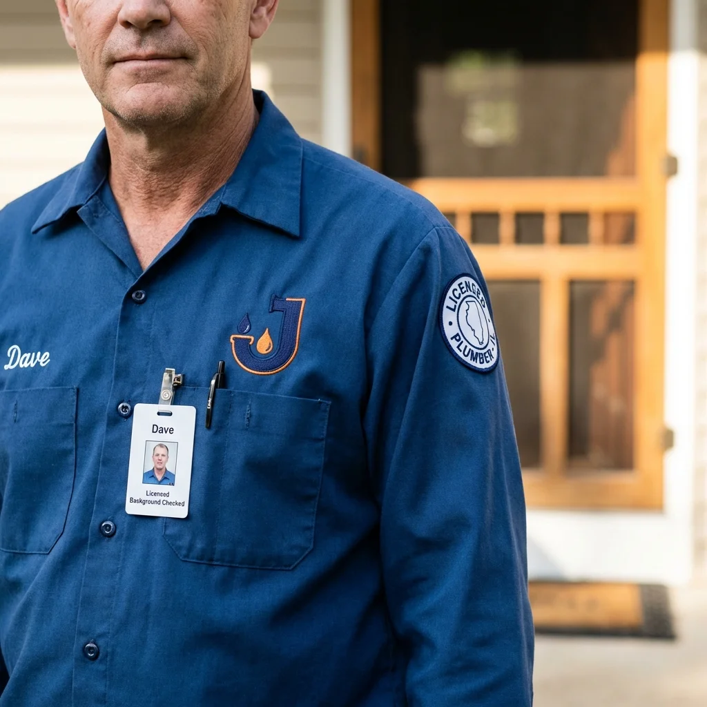 Licensed plumber showing ID badge in Thomaston, CT